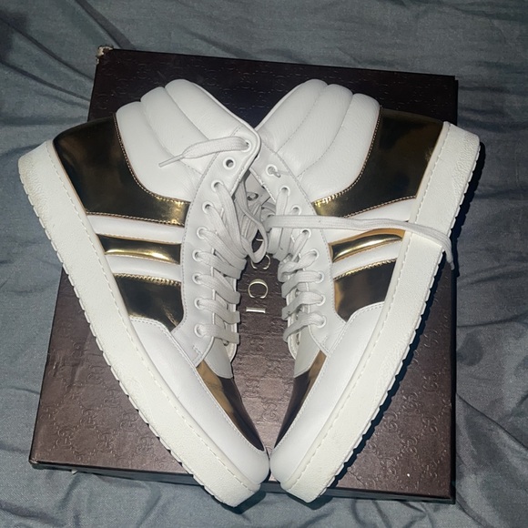 GUCCI MEN'S HIGH TOP CONTRAST PADDED LEATHER SNEAKER SIZE US10.5 100%AUTHENTIC. - Picture 3 of 6